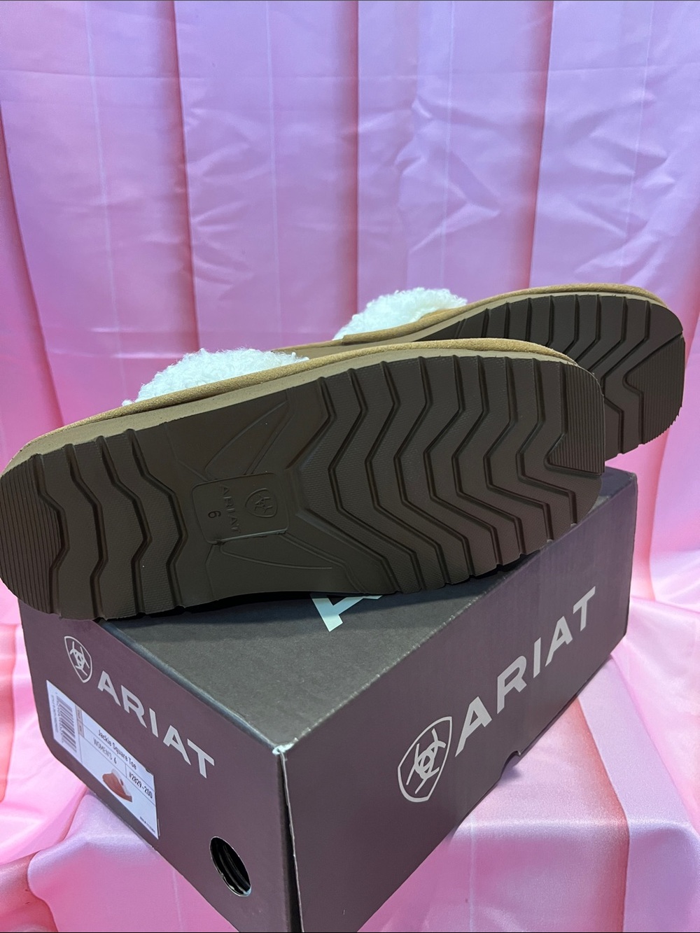 Ariat Chestnut Suede Shearling Clog Mules - Picture 3 of 6